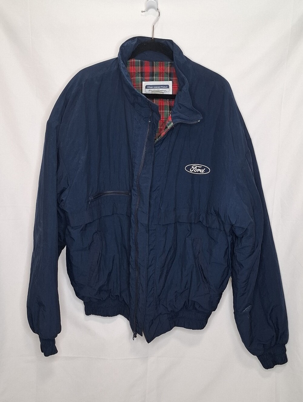 Vintage Ford Motor Company Plaid Quilt Lined Jacket Navy blue XXL